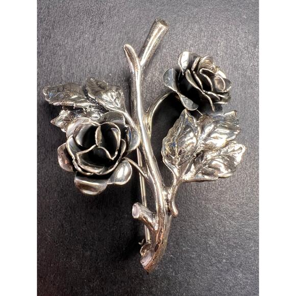 Vintage Danecraft sterling rose brooch pin - Picture 1 of 10